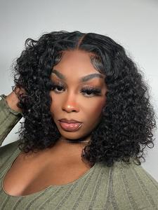 Black Curly Lace Front Wigs for Women, Gorgeous Fluffy Wigs with Baby Hair, Human Hair Lace Front Wigs for Party, Daily Use