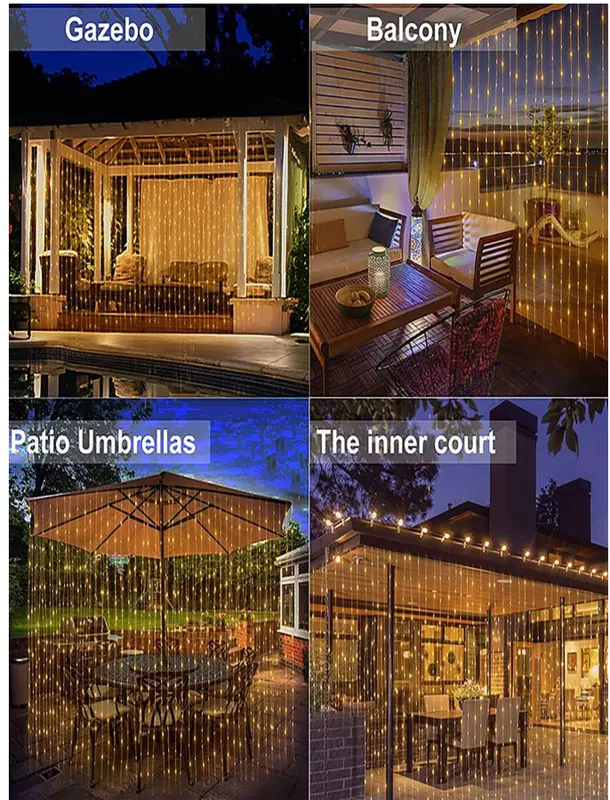 Solar Curtain Fairy Lights | Outdoor Waterproof String Lights for Garden, Pavilion, Wedding, Party, Holiday Decor 1
