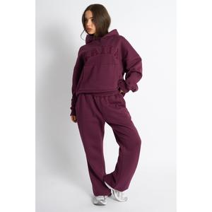 Kaiia Wide Leg Sweat Pants Deep Burgundy