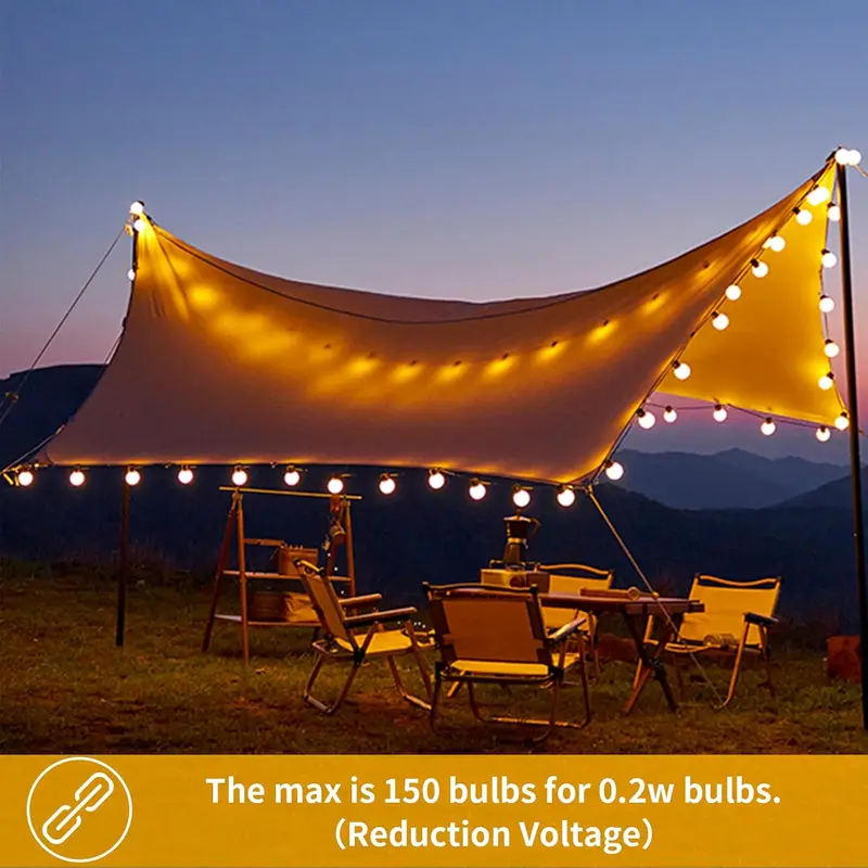 String Lights Remote Controlled, 200FT/60M Festoon Lights Outdoor Waterproof IP45, 100+4 Shatterproof G40 Bulbs, 2500K Warm White for Garden, Yard, Wedding, Patio, Terrace, Party 7