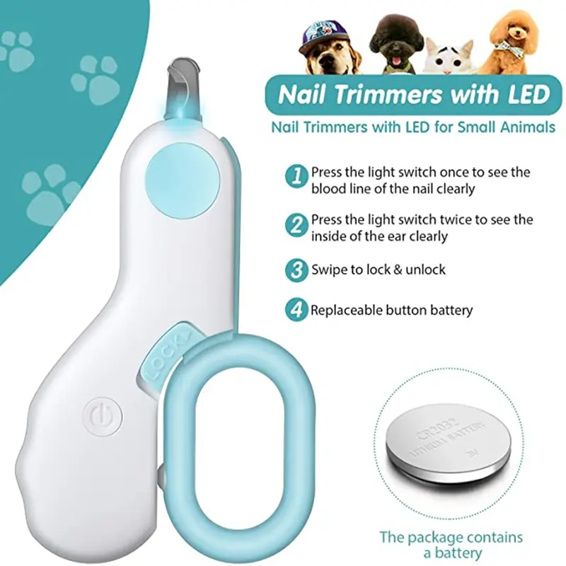 RISELDAJOR  Professional Pet Grooming Must-Have: Dog and Cat Nail Clippers Equipped with LED Lights for Precise Trimming 2