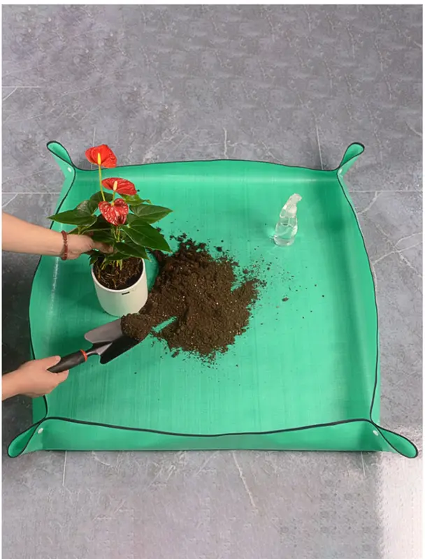 1pc Plastic Gardening Pad, Minimalist Contrast Binding Gardening Mat For Outdoor 0