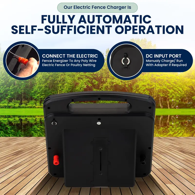My Animal Command Solar Powered Electric Fence Charger 5 Km 0.25 Joules Output (9-11KV) Electric Fence Energizer Containment & Protection of Livestock, Horses, Cattle Sheep, Pets Easy Installation 5