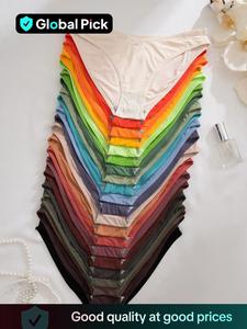 Women's Solid Color Drop Waist Panty, Tight Fit Soft Comfy Breathable Pastel Knicker for Daily Wear, Underwear for All Seasons, Womenswear, Knitting Fabric, Underwear Sets, Breathable Comfy Panties