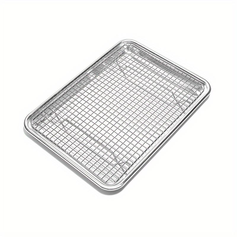 Stainless Steel Baking Pan With Cooling Rack Set, Pan With Extra Thick Edge For Cooking And Baking, Ramadan Supplies Christmas Gift Bakeware 4