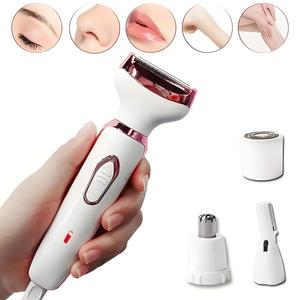 Lightweight Smooth 4 In 1 Electric Rechargeable Hair Removal Kit, 1 Set Nose Eyebrow Face Razor, Wet & Dry Public Area Trimmer, Electric Hair Removal Tool for Women, Cordless Portable Shaver