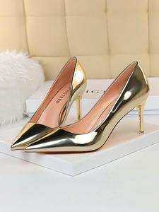 Women's Fashionable Metallic Pointed Toe Stiletto Heels, Elegant High Heel Shoes for Party, Daily Clothing Decor for Women & Girls, Footwear