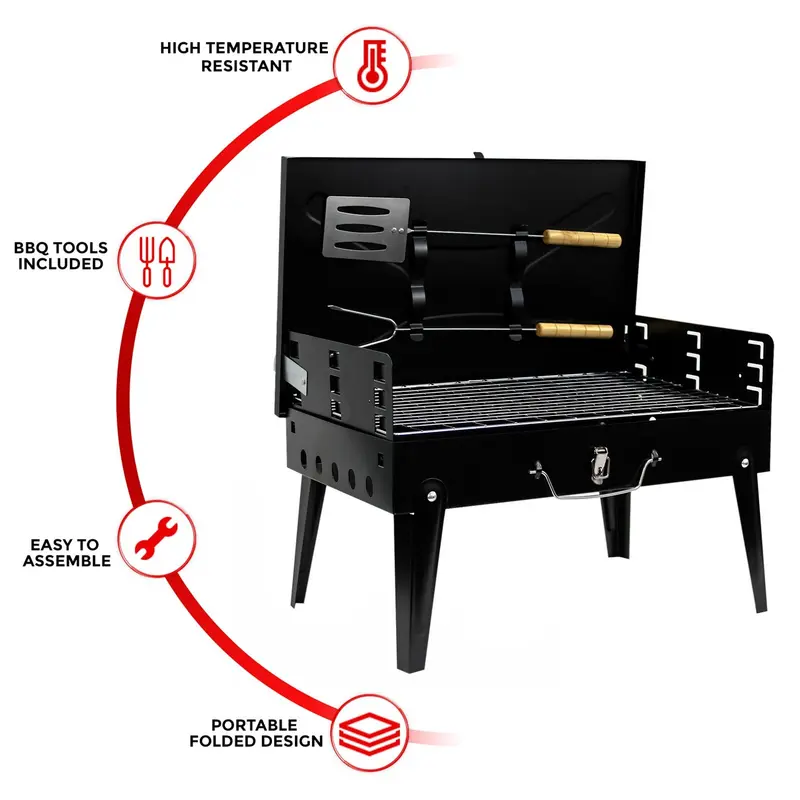 Portable Folding Charcoal BBQ Barbecue Camping Grill Travel Picnic Outdoor  UK 4