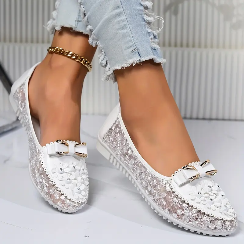Stylish Floral Mesh Women's Flats - Breathable & Comfortable Slip-Ons with Anti-Slip Sole for Casual Wear 8