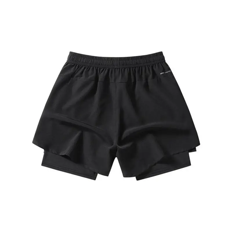 Men's 2 in 1 Solid Drawstring Waist Zip Pocket Athletic Shorts with Liner, National Day Clothing, Casual Quick Dry Sports Running Gym Shorts for Summer, Shorts for Men 1
