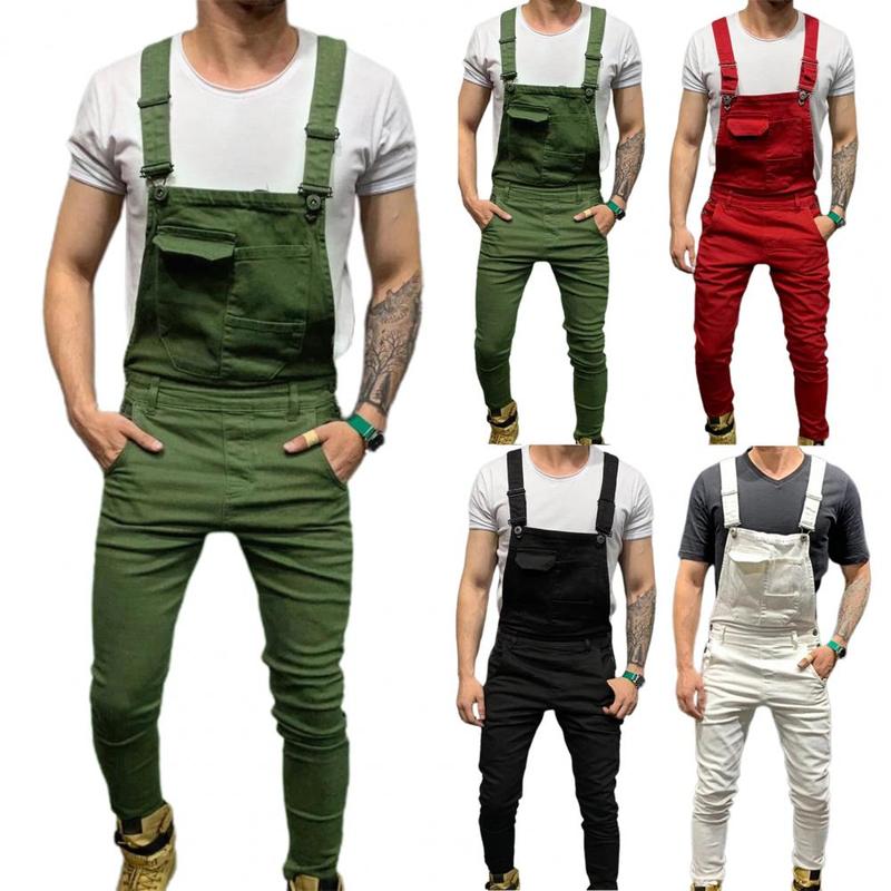 Product Introduction of Summer New Men's Distressed Denim Carpenter Overalls Bib Jumpsuits Motos Biker Jean Long Harajuku Rompers Streetwear Plus Size Casual Cotton 16