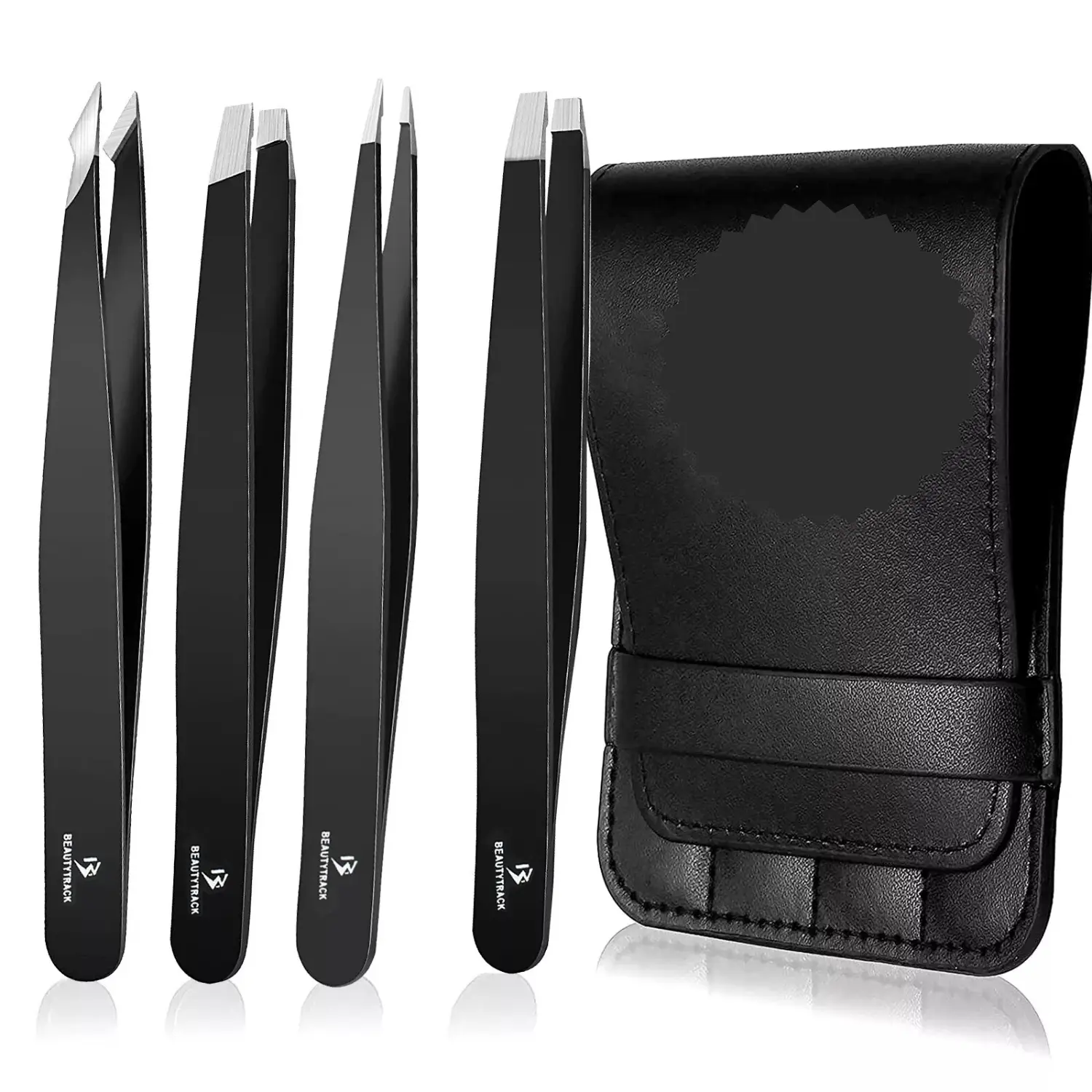 Professional Eyebrow Tweezers Set - 4 Piece Stainless Steel Hair Beauty Pluckers - Makeup, Cosmetic Cosmetic Makeup