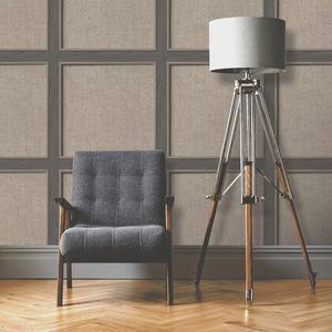 Dark Oak Panelled Wallpaper 3D Smooth Brown Weave Wood Grain Effect