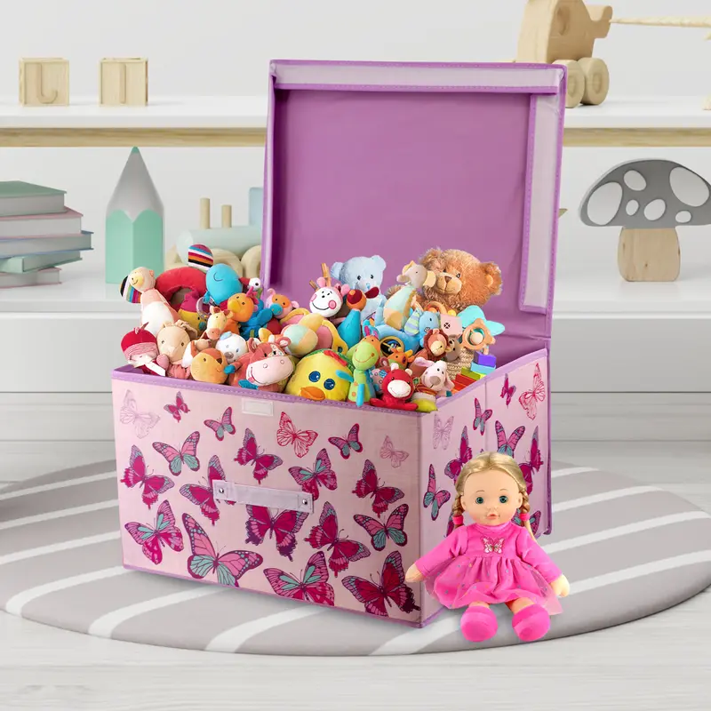 The Magic Toy Shop Kids Room Storage Box with Butterfly Design Large Collapsible Foldable Lightweight Organiser 5
