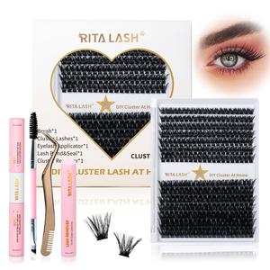 DIY Lashes Extensions Kit for Summer Makeup, 1 Set Lash Kit with 280pcs D Curl Individual Cluster Lashes, Eyelash Extensions Remover, Mascara Brush Lash Applicator, Lashes Glue