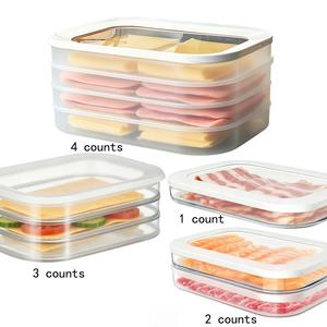 Stackable Food Storage Containers, Refrigerator Organizer, Meat Preservation Box, Reusable Airtight Food Storage Leak-Proof Design, Space-Saving, Fits Bacon, Ham, Cheese