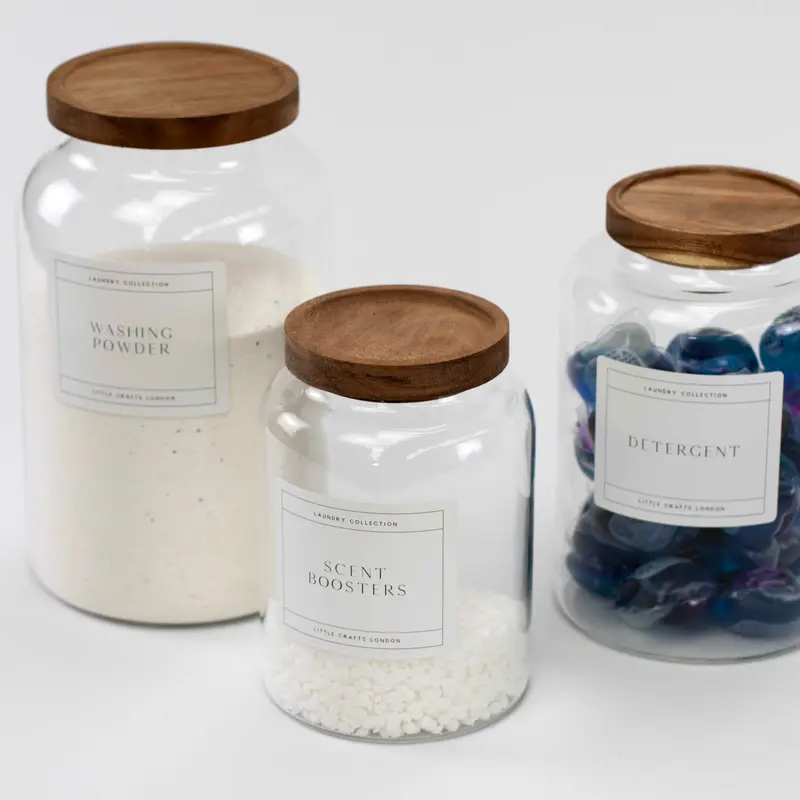 Set of 3 Acacia Large Laundry Jars 1