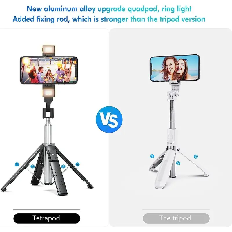 Selfie Stick Tripod Light Phone Holder Stand Remote Bluetooth For iPhone Samsung 7