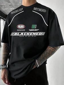 Men's Letter Print Round Neck Tee, Loose Casual Short Sleeve Crew Neck T-shirt for Summer, Fashion Men's Top for Daily Wear