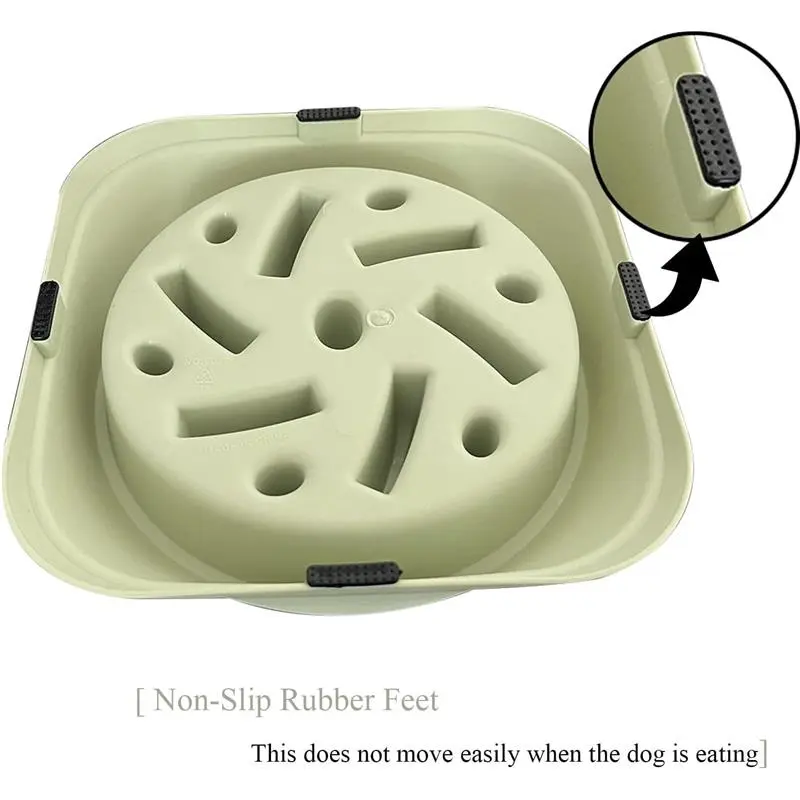 Slow Feeder Dog Bowl Green Maze Design Prevents Choking & Overeating Non-Slip Base 18x18x4.5cm for Small to Medium Dogs 3