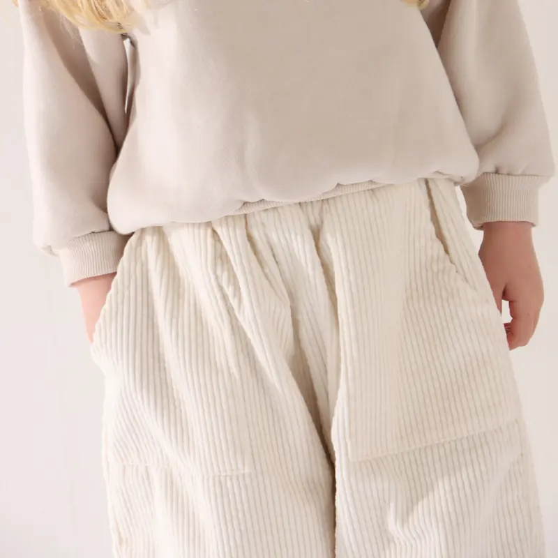 Corduroy Cotton Fleece Trousers - Vanilla 2
