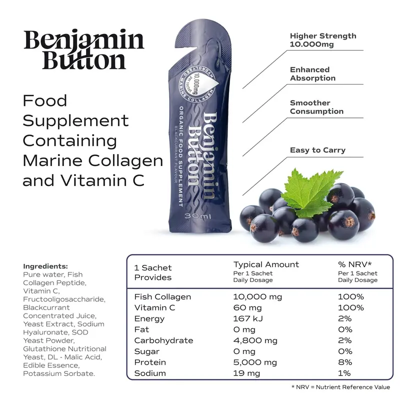 84x BlackCurrant 12,000mg Marine Collagen Liquid Sachets 6