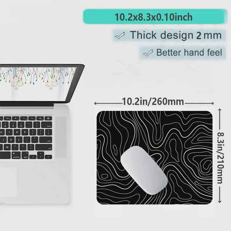 1Pcs Gaming Mouse Pad Large Keyboard Pad 31.5 x 11.8in Topographic Mouse Pad Black and White Mouse Pad for Keyboard with Anti-Sl 7