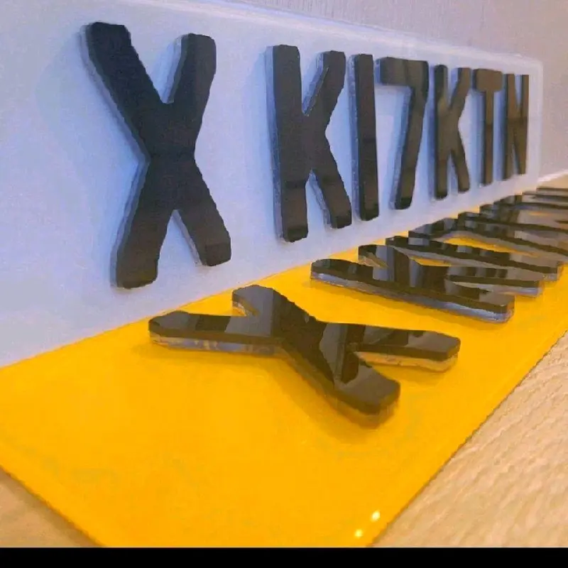 6mm Neon Blue and Black 4D Car Number Plates 1