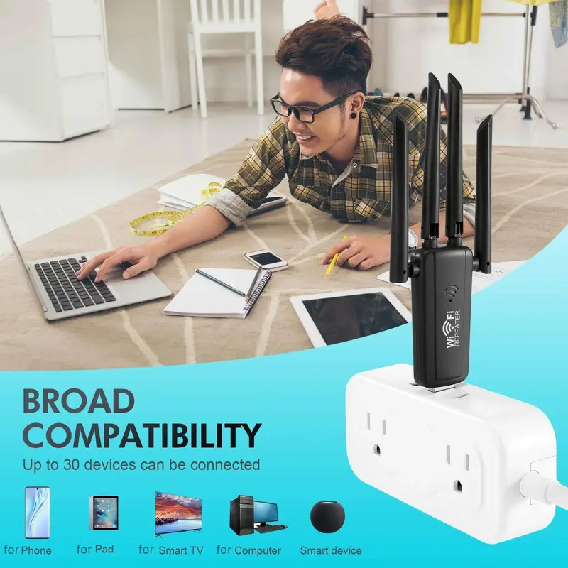 2.4G 300Mbps Wireless USB WiFi Repeater 4 Antenna Wifi Long Range Extender Wi-Fi Signal Amplifier Home Network Adapter for PC 1