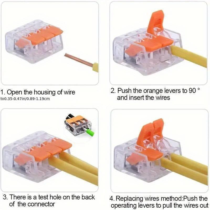 75x For Wago 221 Electrical Connectors Wire Block Clamp Terminal Cable Reusable 3