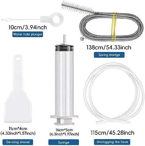 Fridge Dredger Set, 5 Pcs Fridge Drain Pipe Blocked Dredging Tool Refrigerator Drain Hole Blockage Remover Kits 1