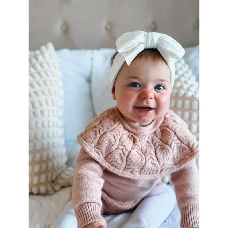 White Cable Knit Larger Bow Headband 5