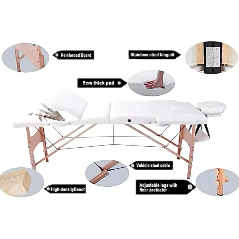 Massage Bed Treatment bed with Adjustable Height for Aesthetics Facials  - Easily Foldable - Comfortable Durable 4