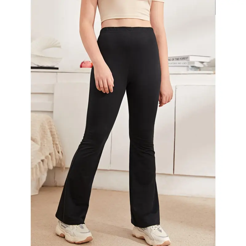 Teen Girls Solid Flare Leg Trousers 2