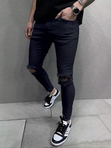 Men's Ripped Jeans, Casual Comfy Pocket Denim Pants for Daily Wear, Fashion Men's Bottoms for All Seasons, Cotton