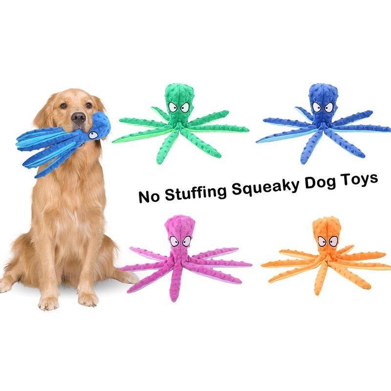 New Squeaky Dog Interactive Play Toy,No Stuffing Octopus Dog Chew Toy with Crinkle Paper for Medium and Large Dog Playing(Blue) squeaky  dog  toys interactive  dog  toys toys  for  dogs 8