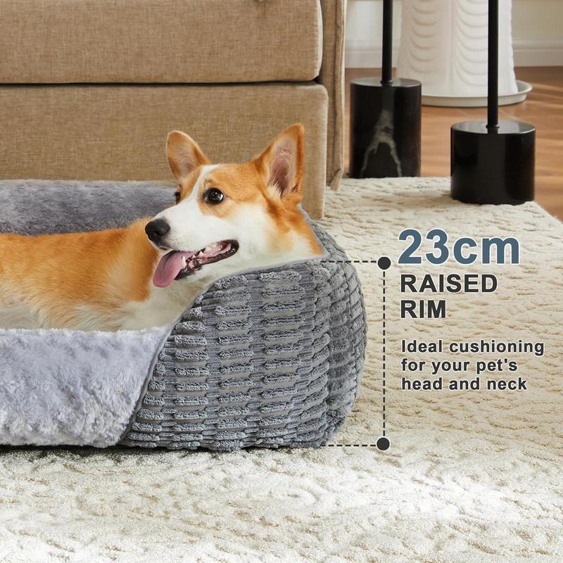 Large Dog Bed Rectangle 76x61x23cm, Calming Dog Bed with Opening&Fluff Outward Design, Dog Beds Clearance has Machine Washable Fabric, Provides Clean Rest Space for Golden Retriever 2