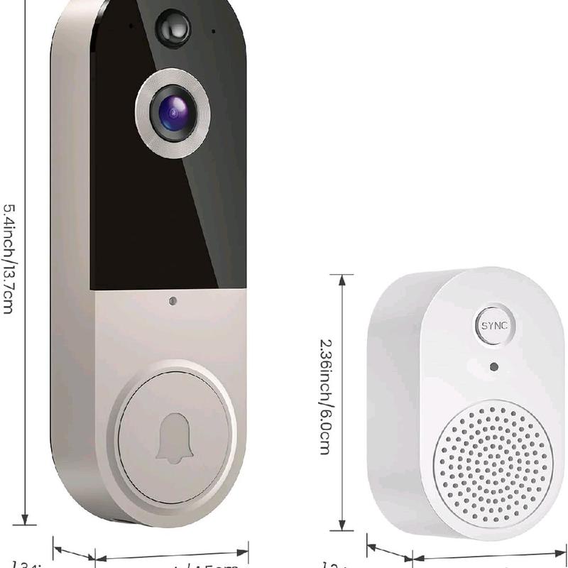 1080P Video Doorbell Camera Wireless, Live View, 2-Way Talk, Night Vision, Included Ring Chime, Cloud Storage, 2.4Ghz WiFi Only, Indoor Surveillance, Real-Time Alert 1