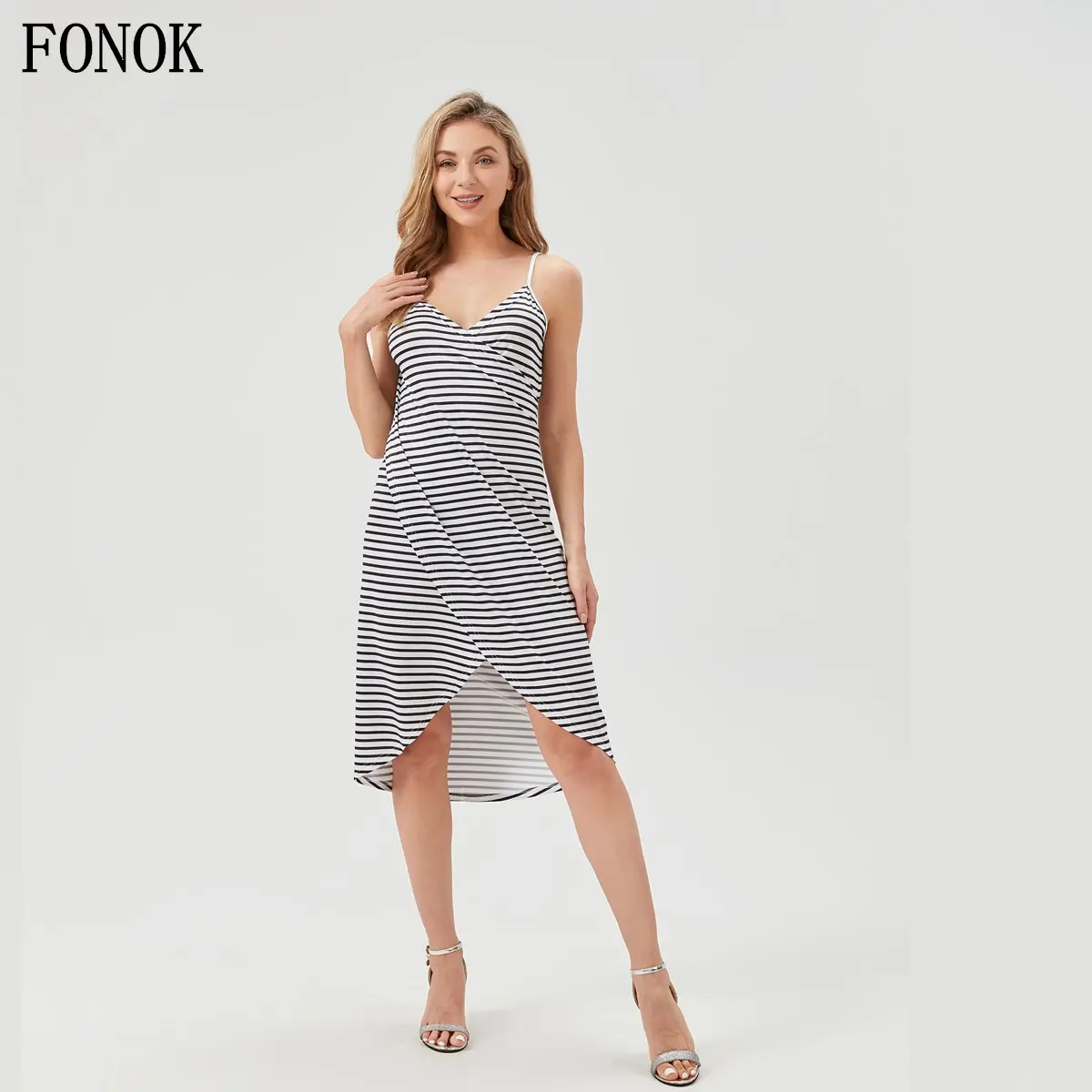 Summer plus size women's bikini covered swimmingsuit striped wrap sarong beach dress