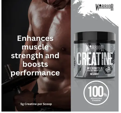 Warrior Creatine Monohydrate Powder – Micronised for Easy Mixing and Consumption – Proven to Improve Physical Performance / Recovery, 5g Servings (Unflavoured, 300g) Healthcare Dietary 2