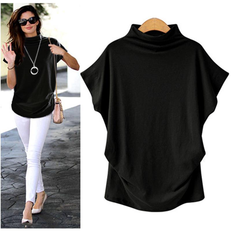 Product Introduction of 5XL Women Summer T-Shirt Short Batwing Sleeve Loose Solid Gray Turtleneck Tee Shirt 2025 New T-Shirts Femme Tees Tops 3