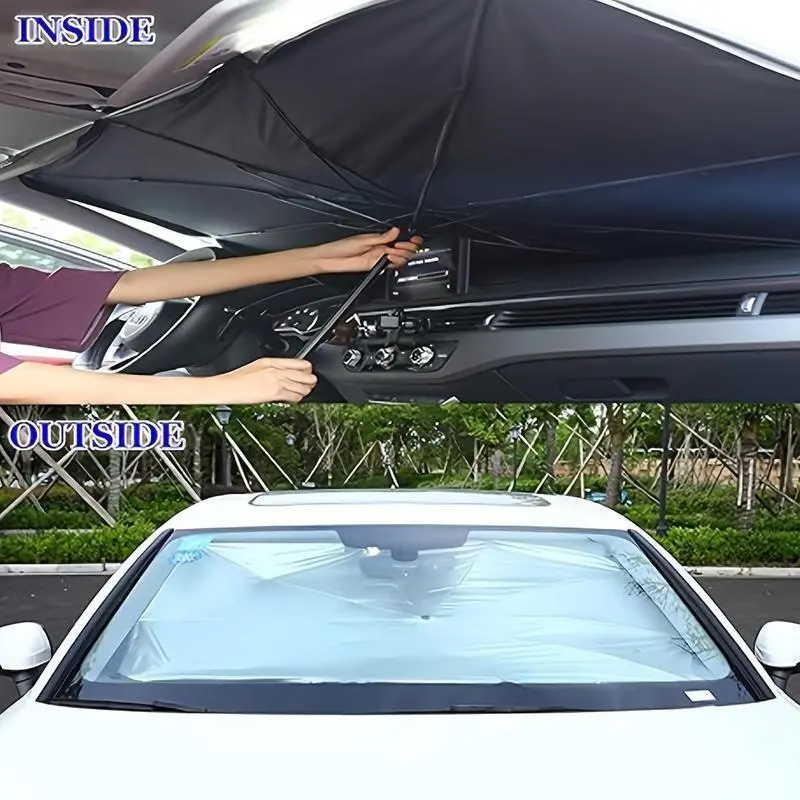 Portable Car Windshield Sunshade, Foldable Windshield Sun Umbrella, Car Exterior Accessories, Car Windshield Cooling Umbrella for Daily 5