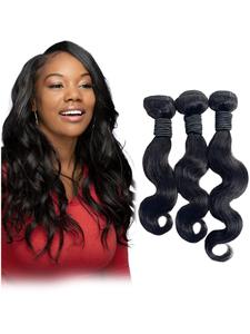 100% Human Hair Body Wave Hair Bundles, Natural Black 100% Unprocessed Virgin Hair Wefts, Fashionable and Stunning Look Hair Weaving