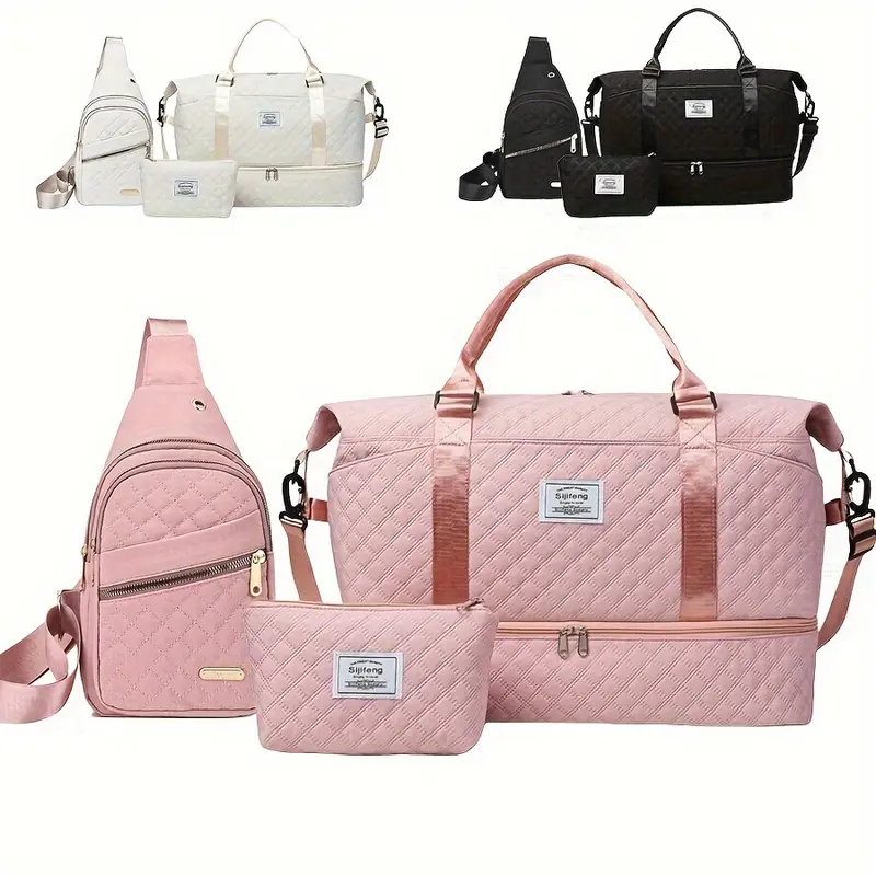 3pcs Multifunctional Outdoor Bag - Large Capacity, Fashion Duffle & Shoulder Bag for Women's Travel, Fitness, Cosmetic Use 0