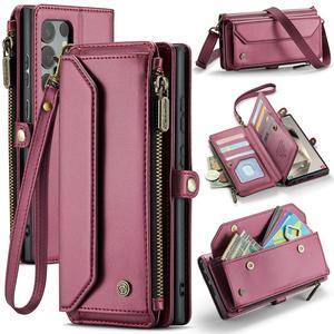 CaseMe Crossbody Phone Case with Card Slot (1 Count), PU Leather Phone Wallet Case with Zipper, Phone Accessories for Samsung Galaxy S24 UltraS23 FE S10 Plus