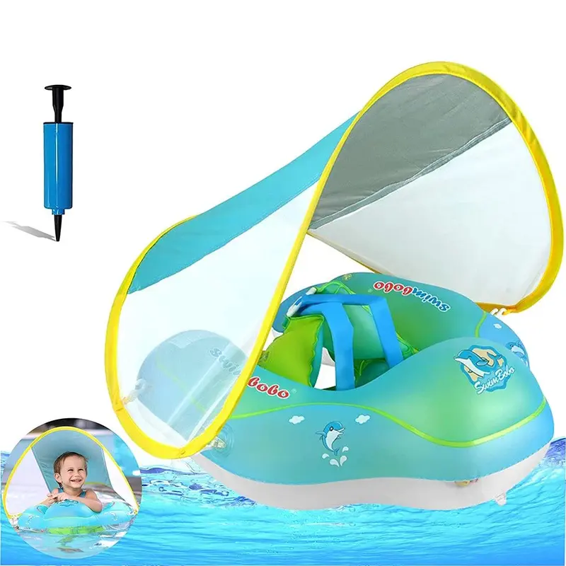 Inflatable Swimming Ring Baby Pool Float Toys with Canopy Sunshade Swim Circle 1