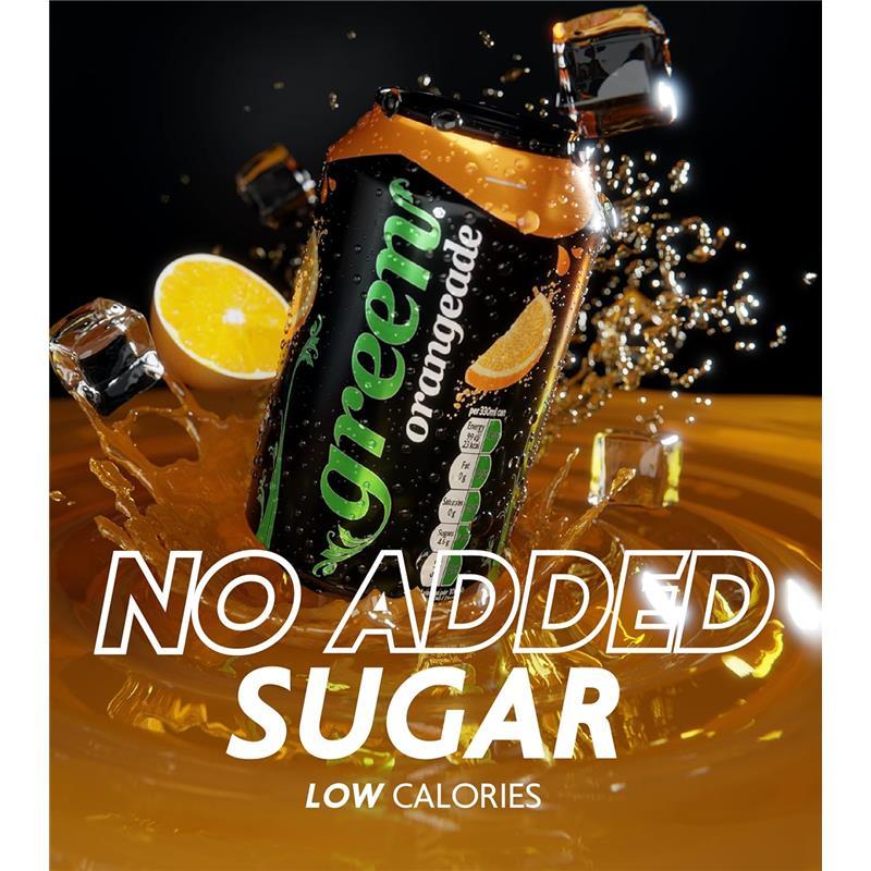 Green Orangeade Sparkling Soft Drink – Low Calorie, No Added Sugar, 24 Cans x 330ml Beverage Natural 4