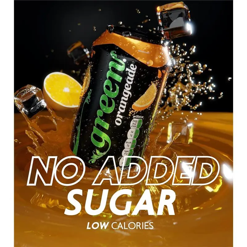 Green Orangeade Sparkling Soft Drink – Low Calorie, No Added Sugar, 24 Cans x 330ml Beverage Natural 4