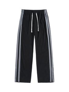 Men's Side Stripe Corduroy Drawstring Waist Pants, Loose Casual Comfy Straight Leg Trousers for Spring & Fall, Men's Bottoms for Daily Wear
