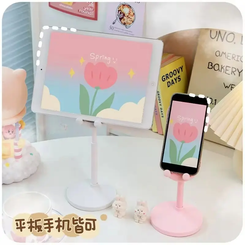 Pink Phone Holder Desktop Cell Phone Stand For iPhone 13 14 Samsung Smartphone Adjustable Lovely Rabbit Cartoon Table Support 1